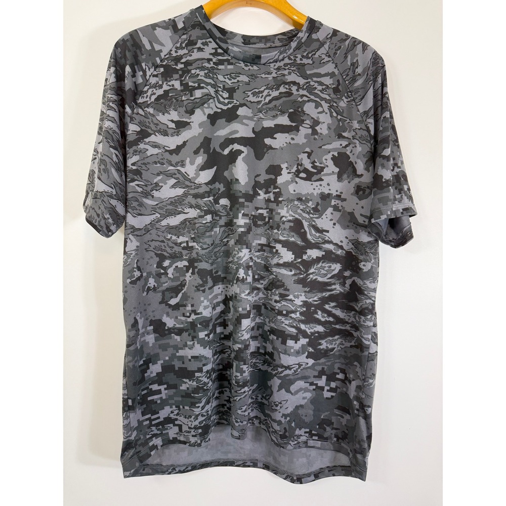 Under Armour Tech Camo Shirt Men XL Grey Black ABC Digital Tactical Performance